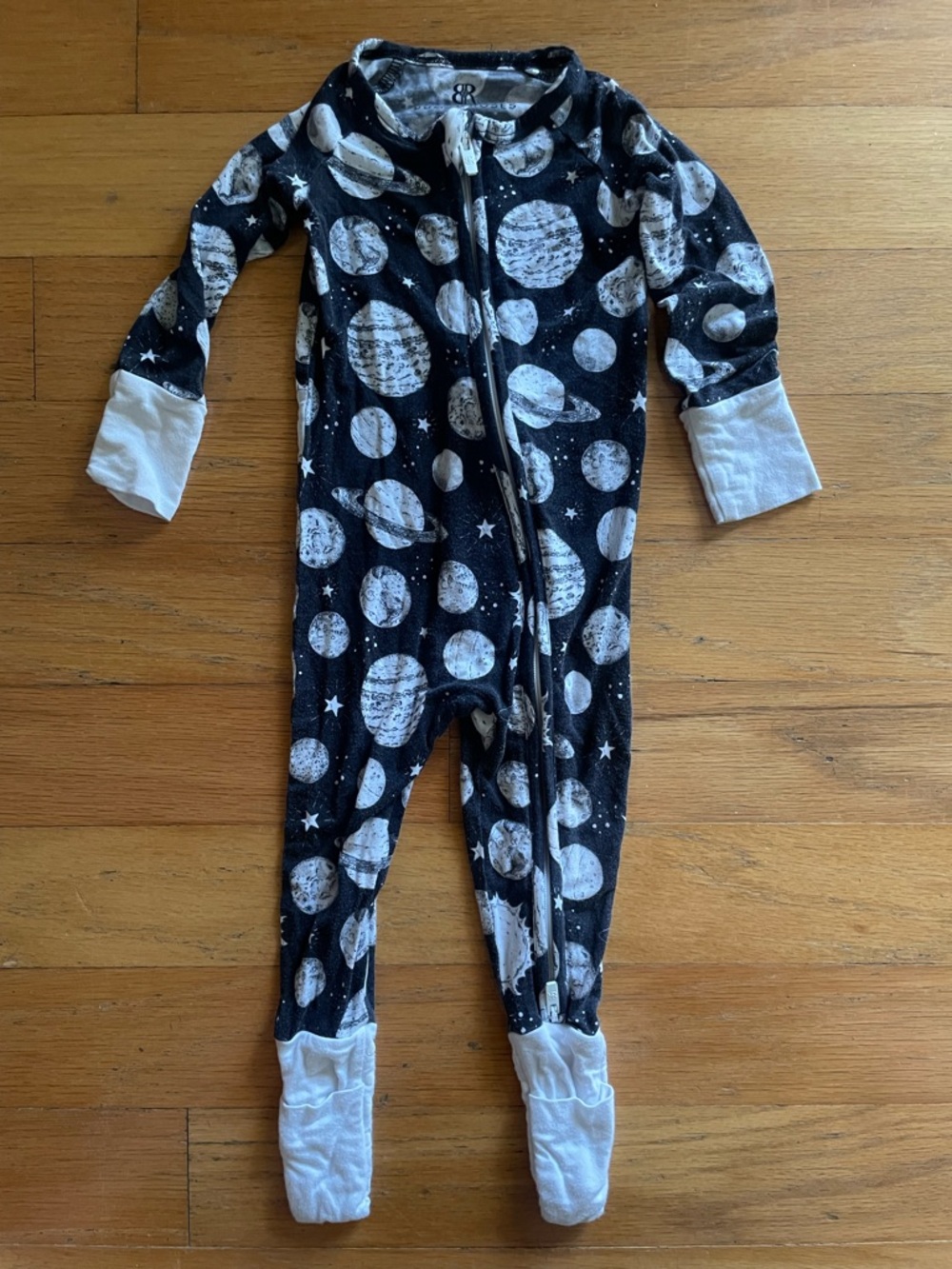Bums & Roses Black Planet-Print Kids One-Piece Pajamas